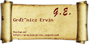 Gránicz Ervin névjegykártya
